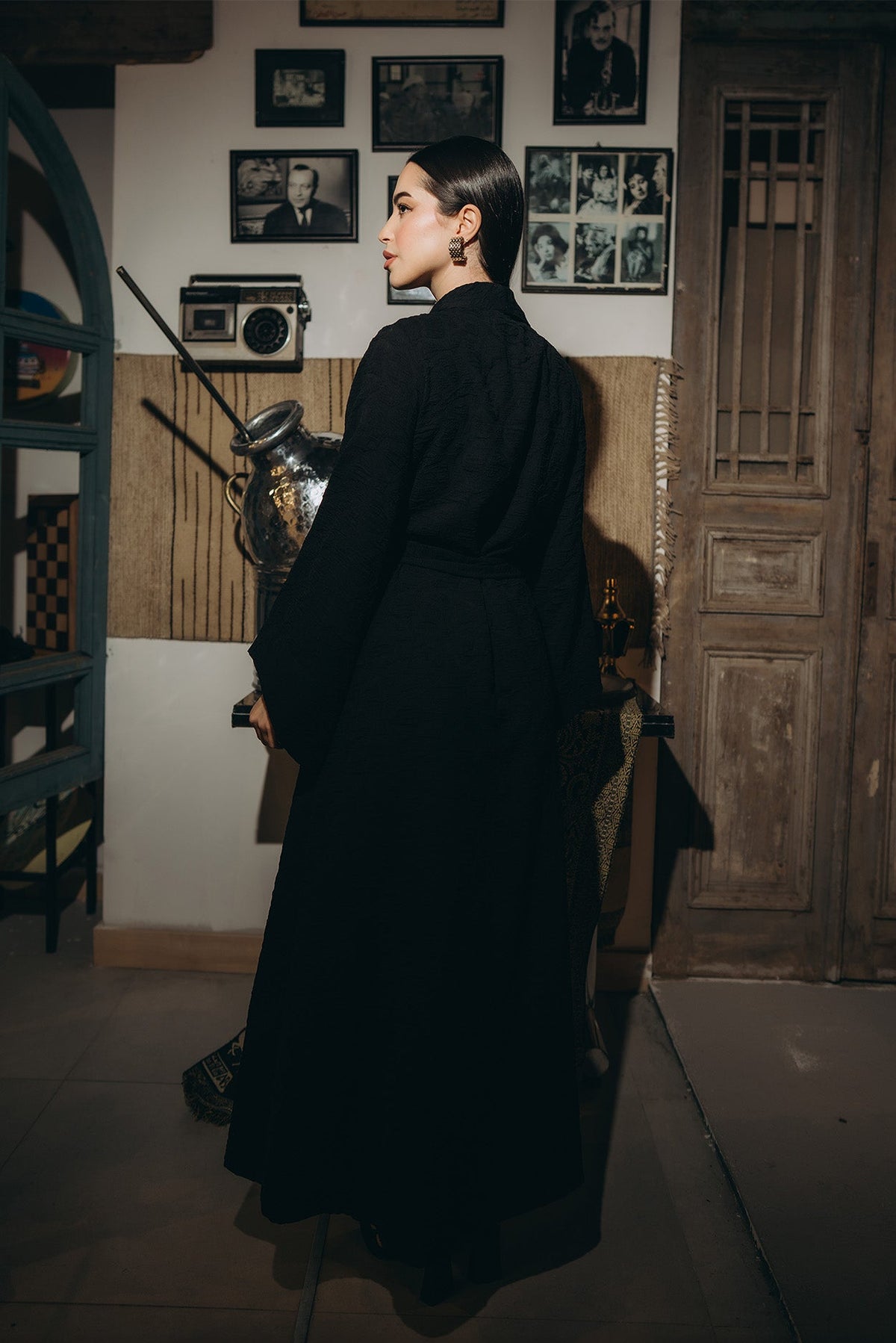 Belted Kimono-Sleeve Abaya