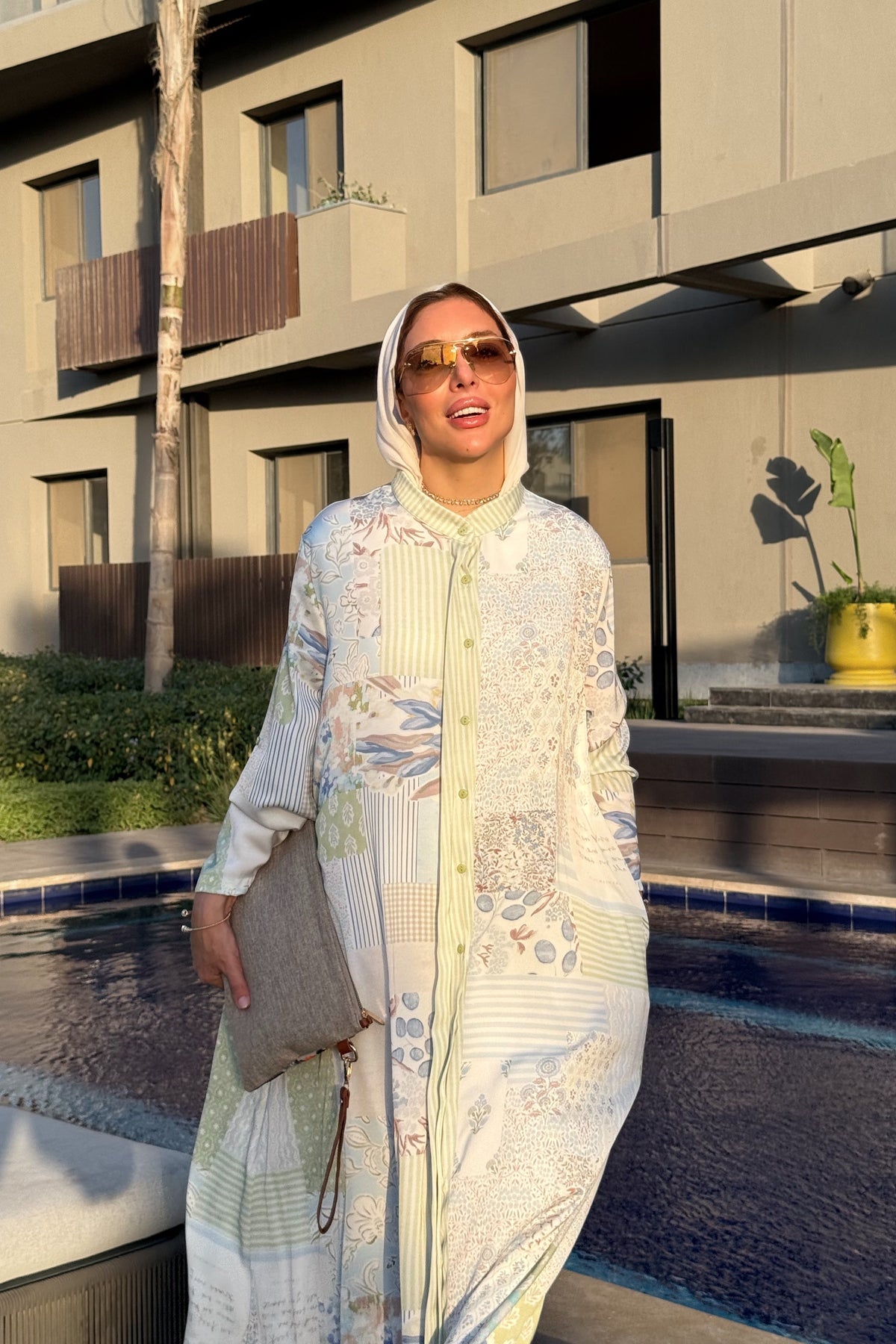 Patchwork Print Shirt Maxi Dress