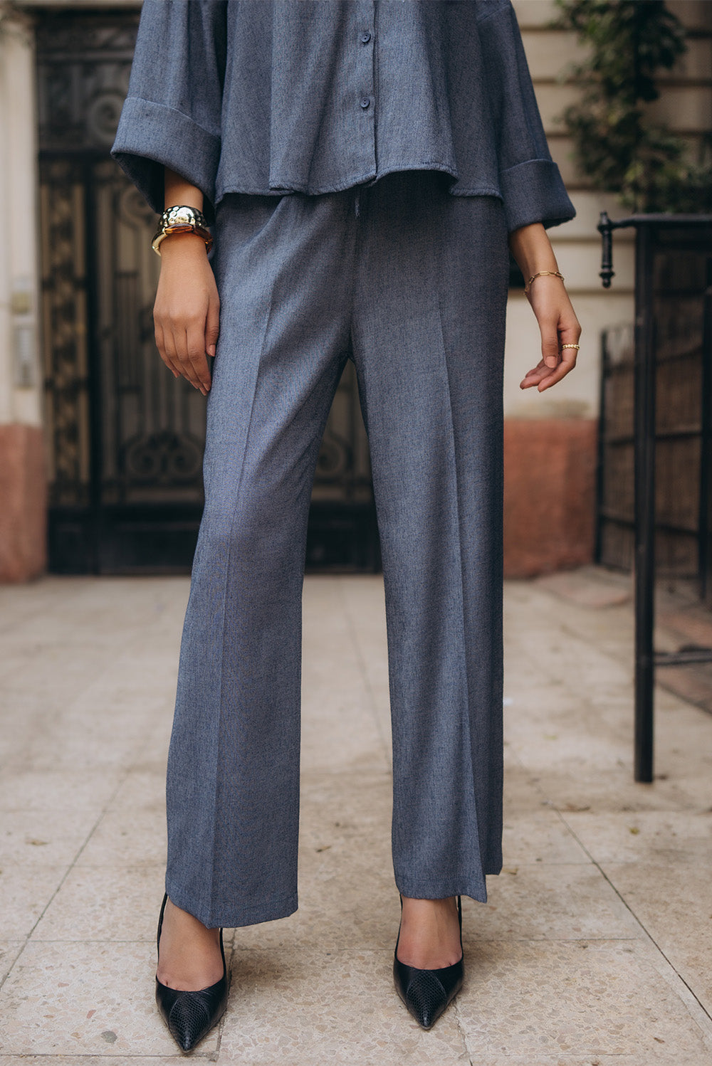 Wide-Leg Tailored Pants