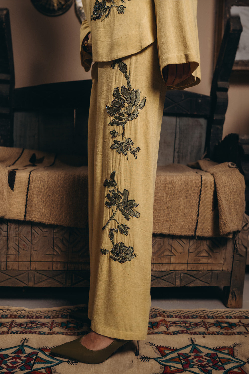 Sequined Linen Trousers
