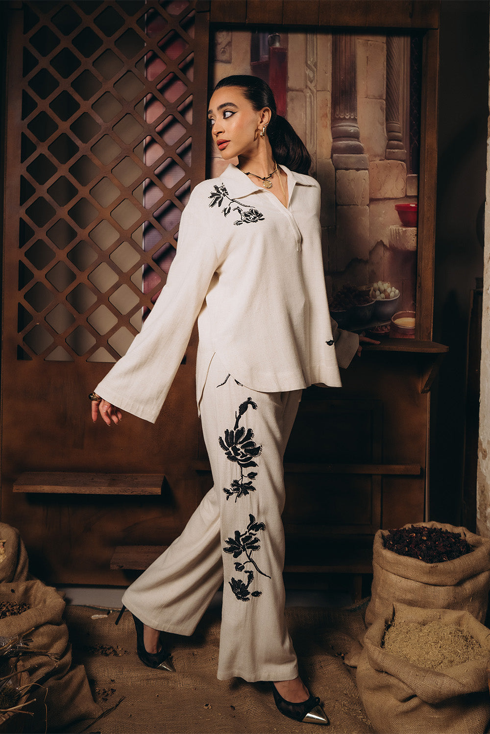 Sequined Linen Trousers