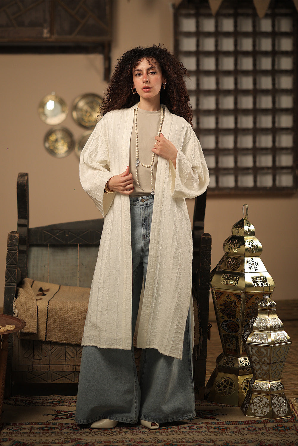 Textured Open-Front Cardigan