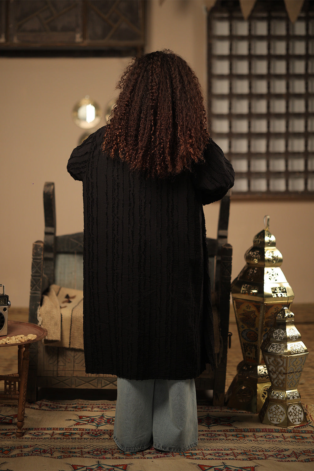 Textured Open-Front Cardigan