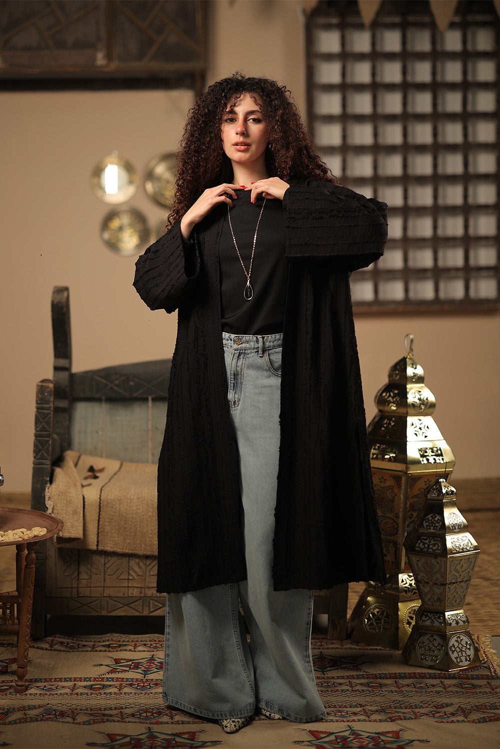 Textured Open-Front Cardigan