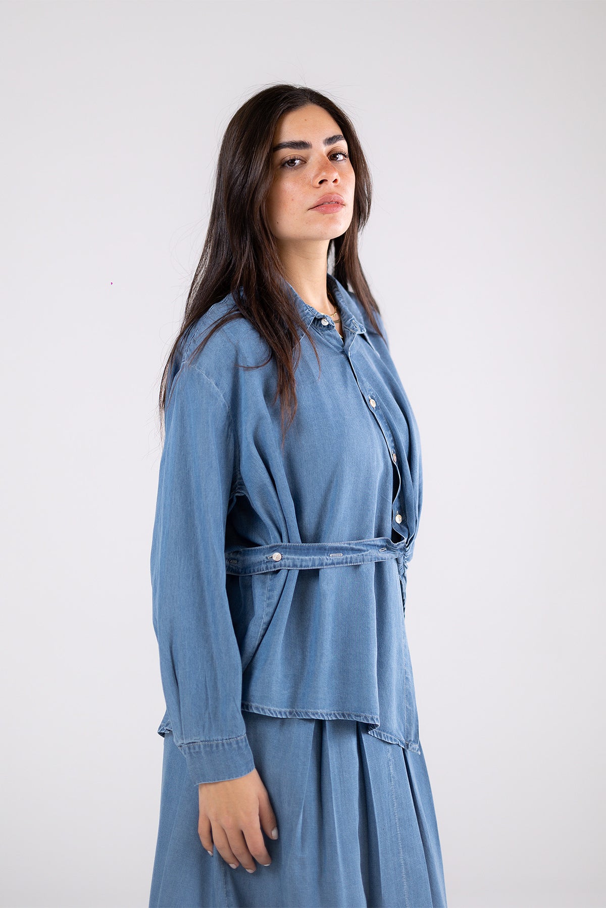 Light Denim Wrap Shirt