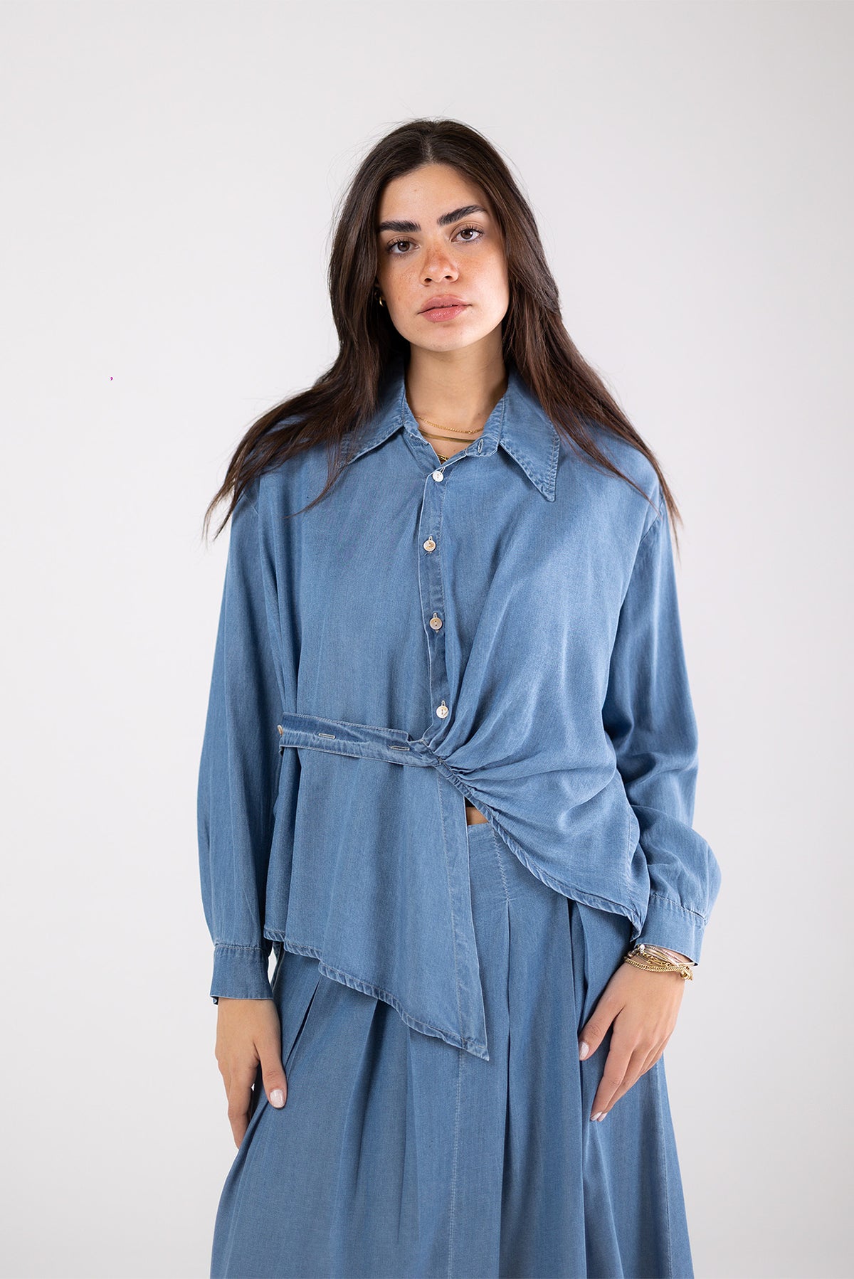 Light Denim Wrap Shirt
