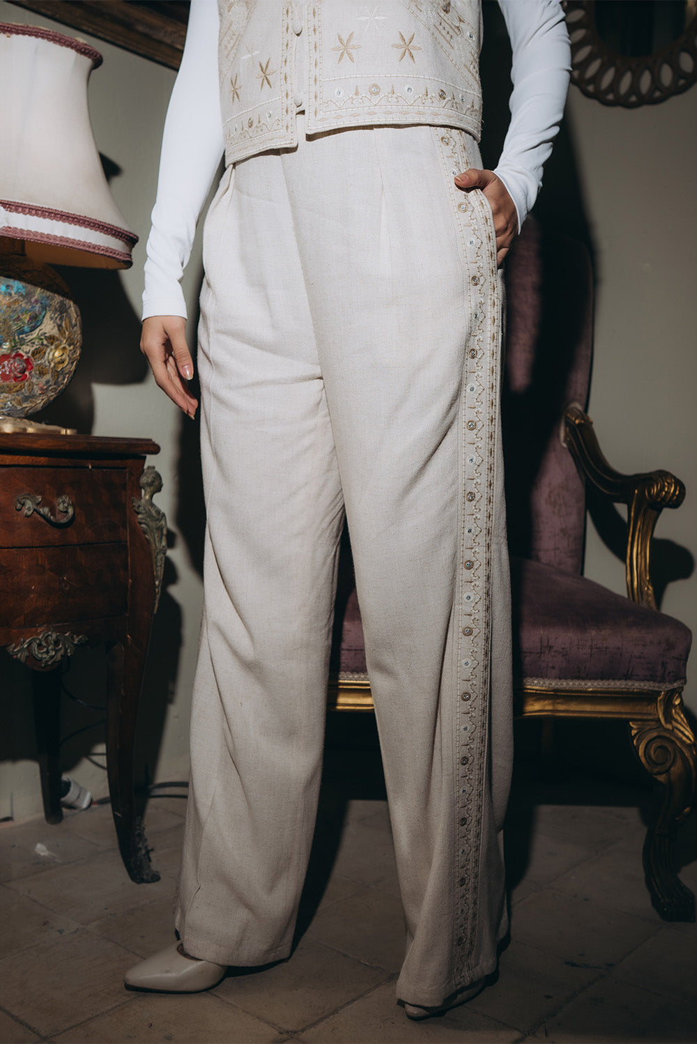 Wide-Leg Tailored Pants