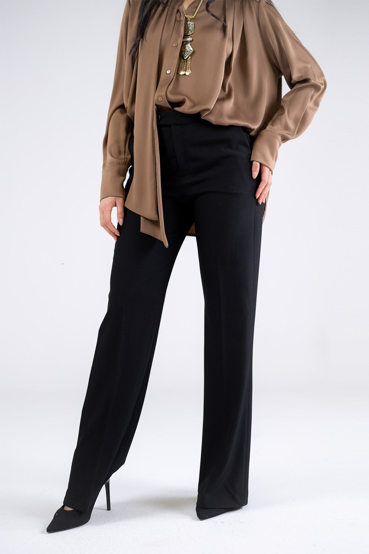 Draped Tie-Neck Blouse