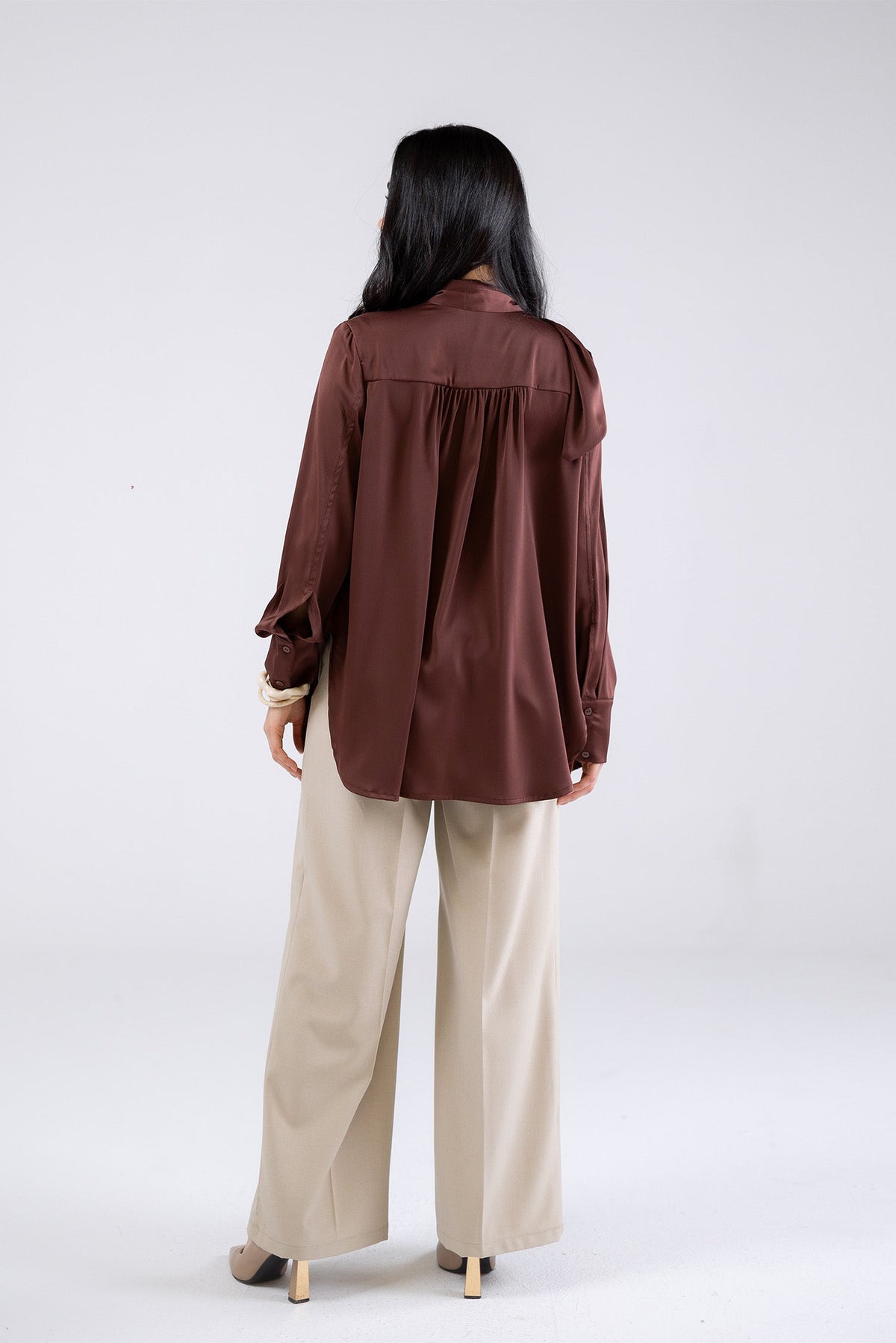 Draped Tie-Neck Blouse