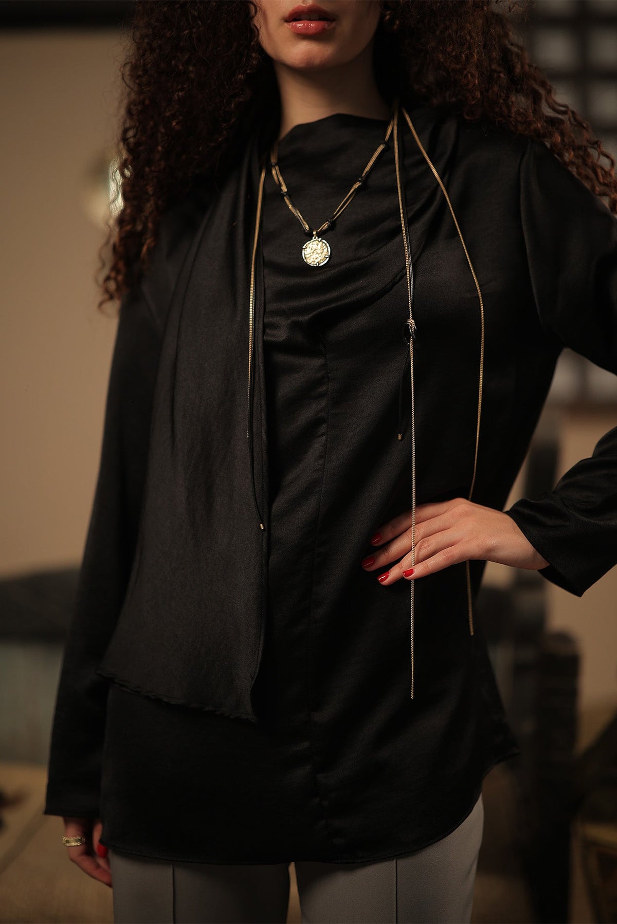The Draped Merlot Blouse