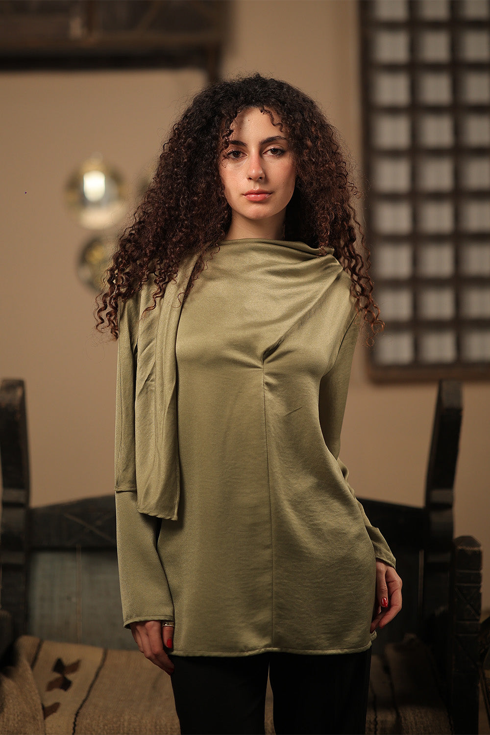 The Draped Merlot Blouse
