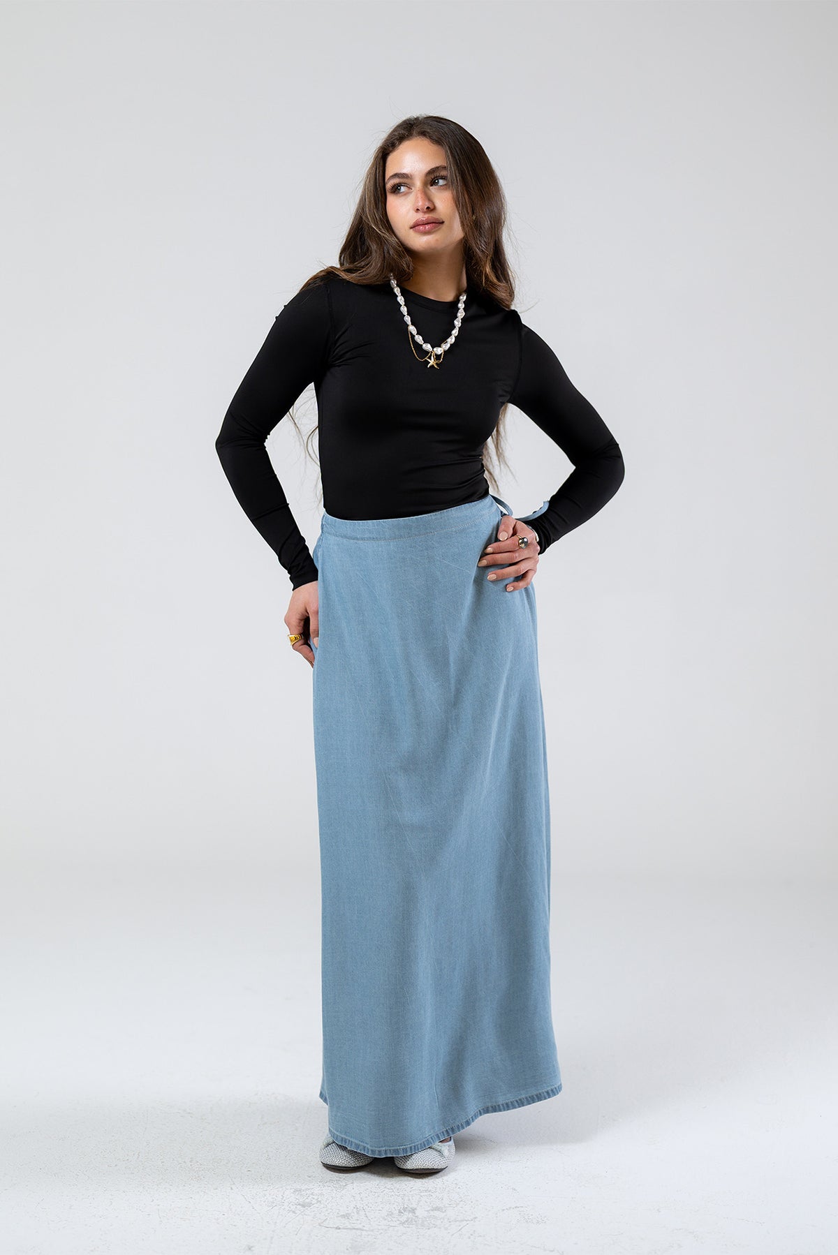 Wrap Denim Skirt