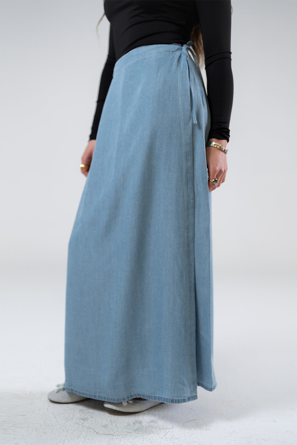 Wrap Denim Skirt