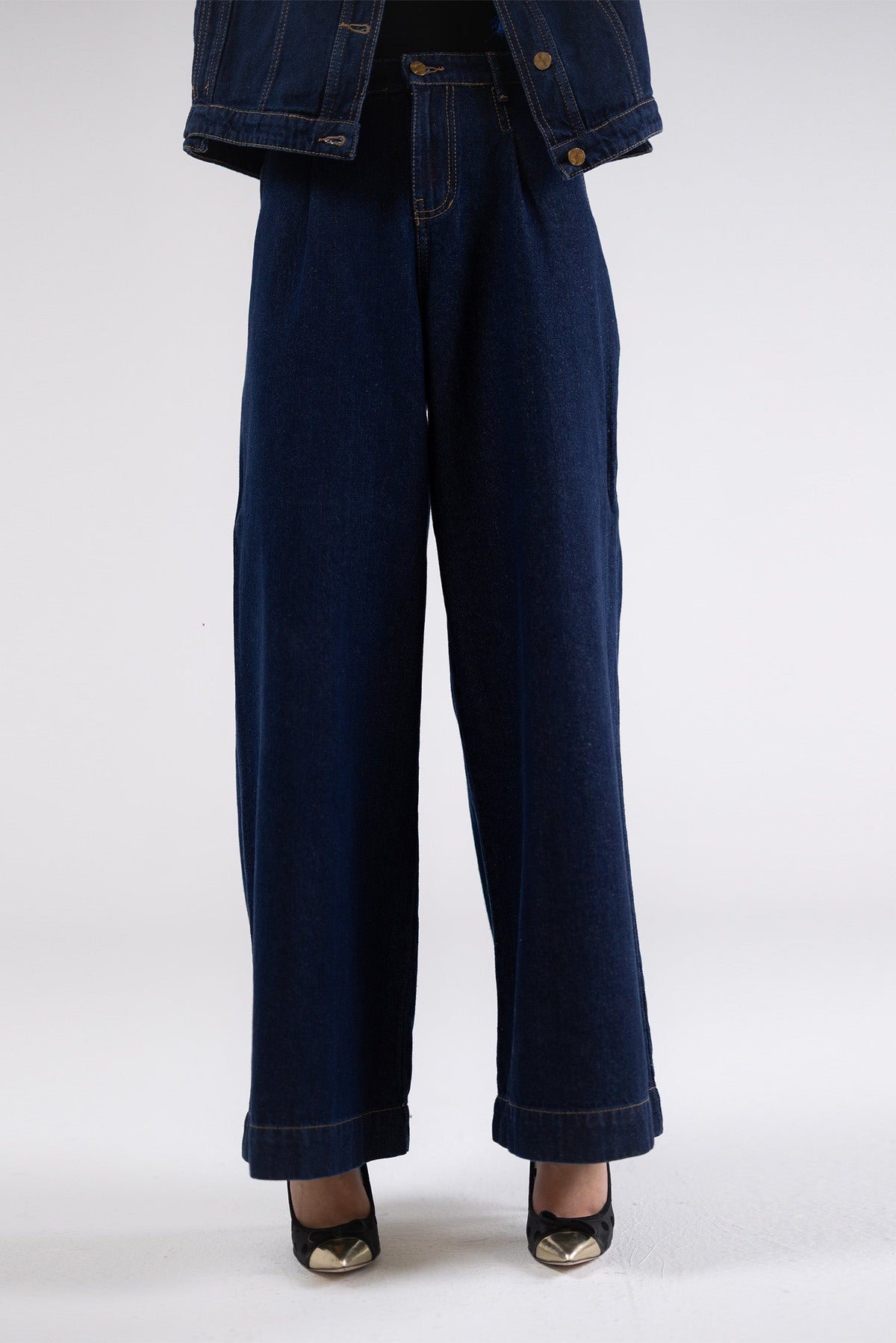 Wide-Leg Denim Pants