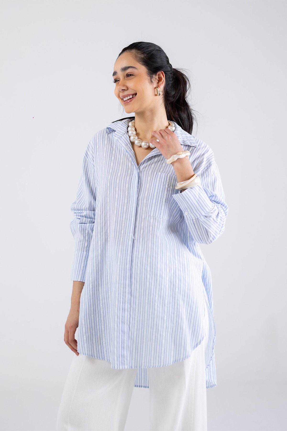 Striped Relaxed Long Shirt