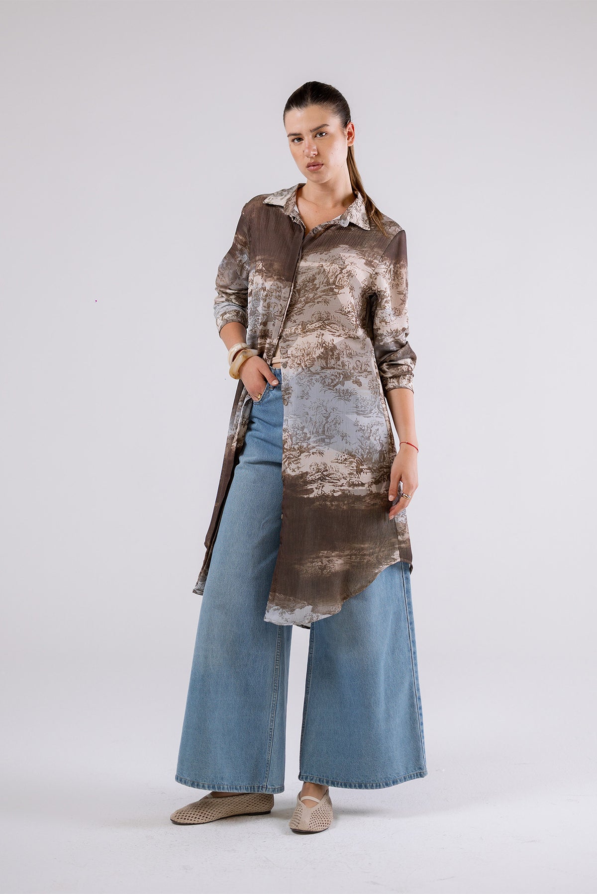 Patterned Shirt Dress