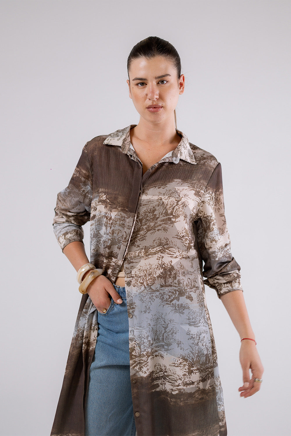 Patterned Shirt Dress
