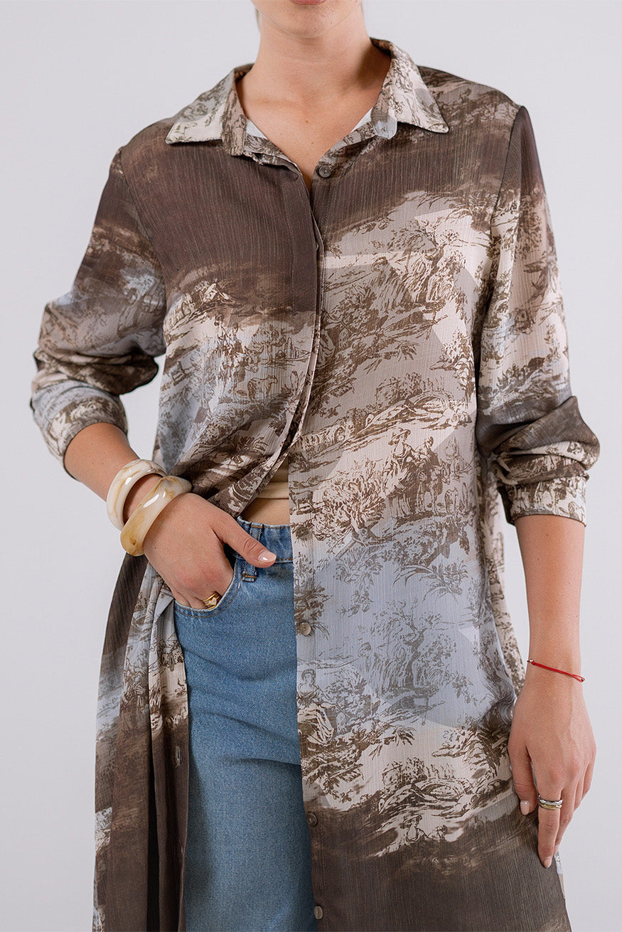 Patterned Shirt Dress