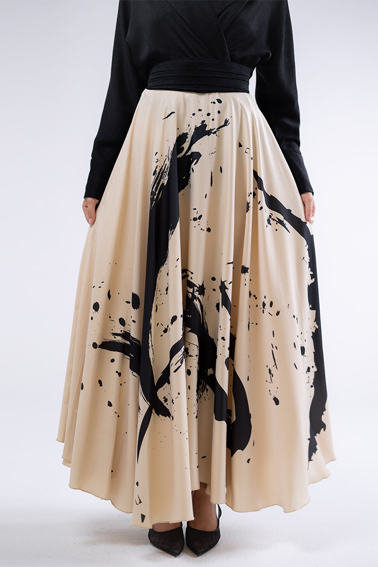 Abstract Print Maxi Skirt