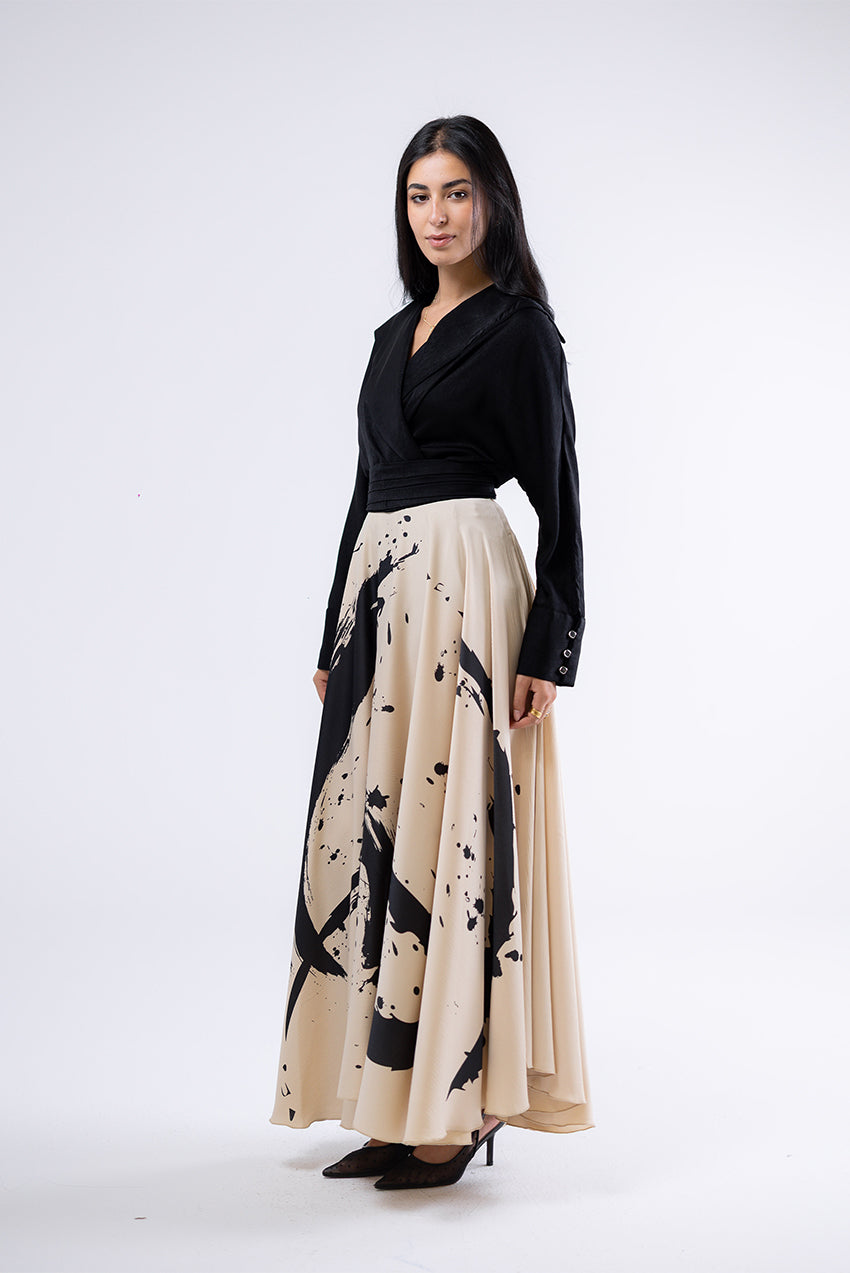 Abstract Print Maxi Skirt