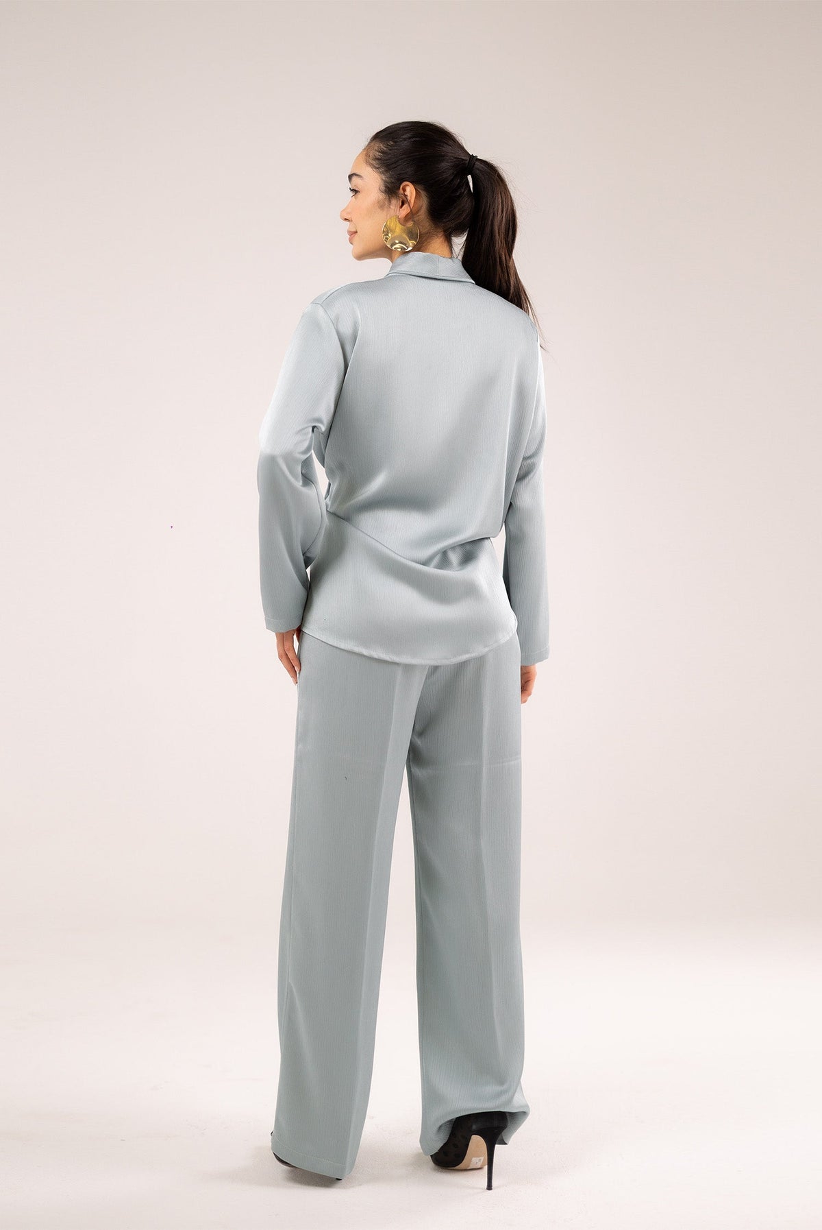 Satin Wide-Leg Trousers