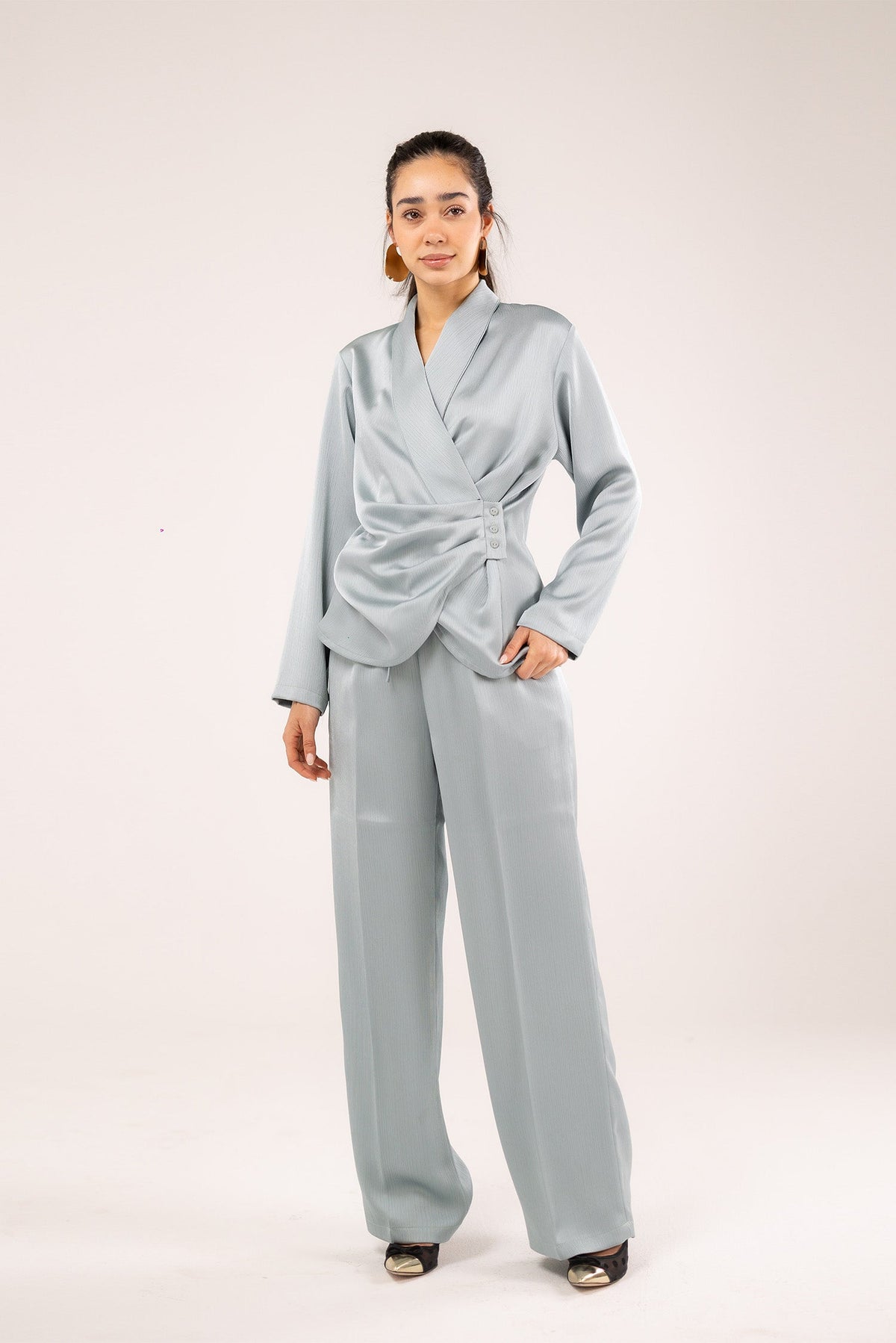 Satin Wide-Leg Trousers