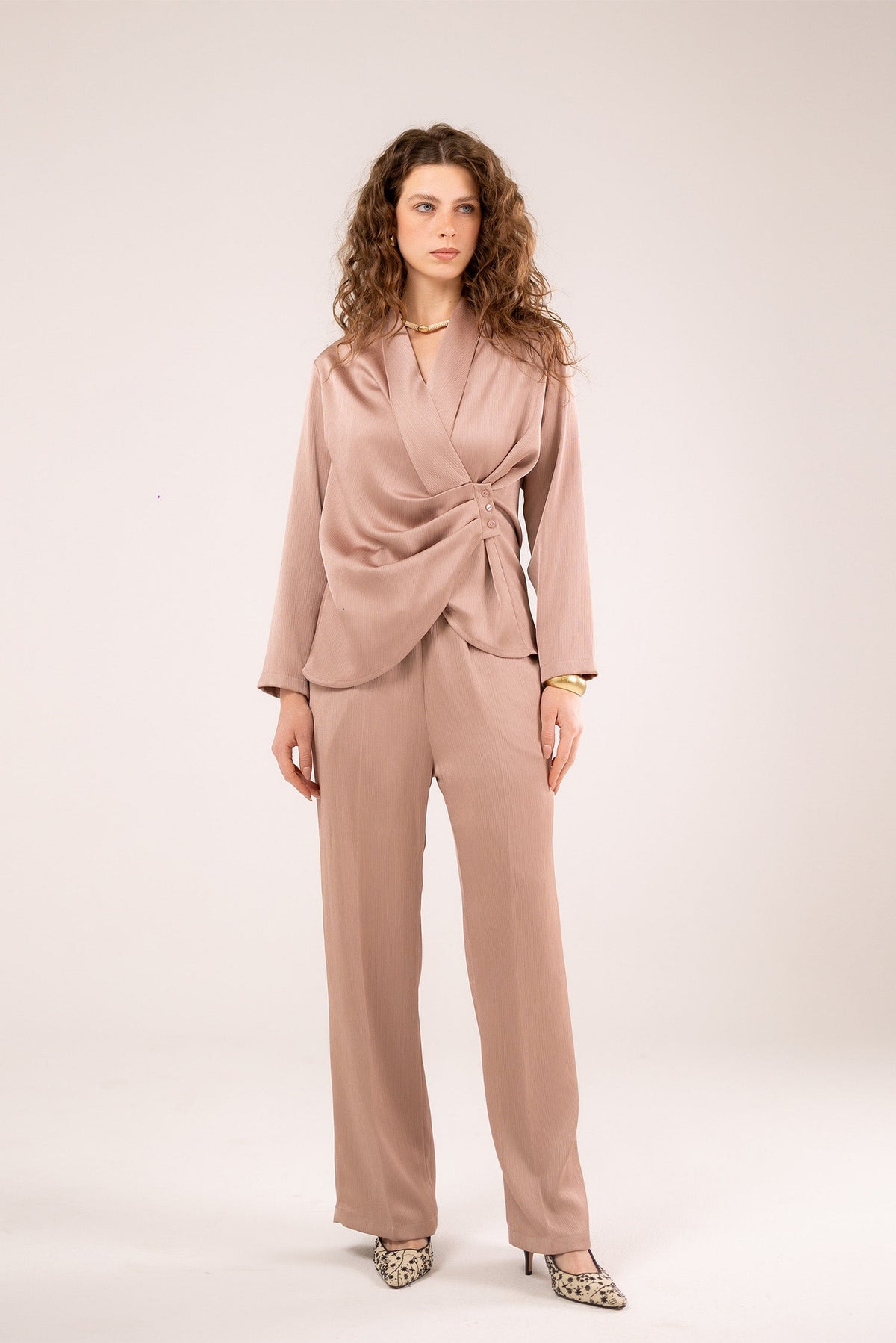 Satin Wide-Leg Trousers