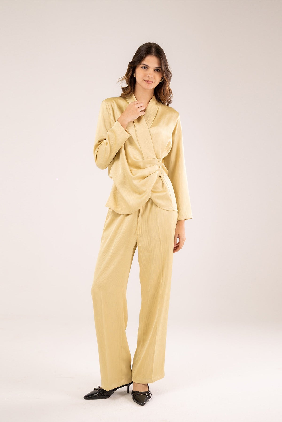 Satin Wide-Leg Trousers