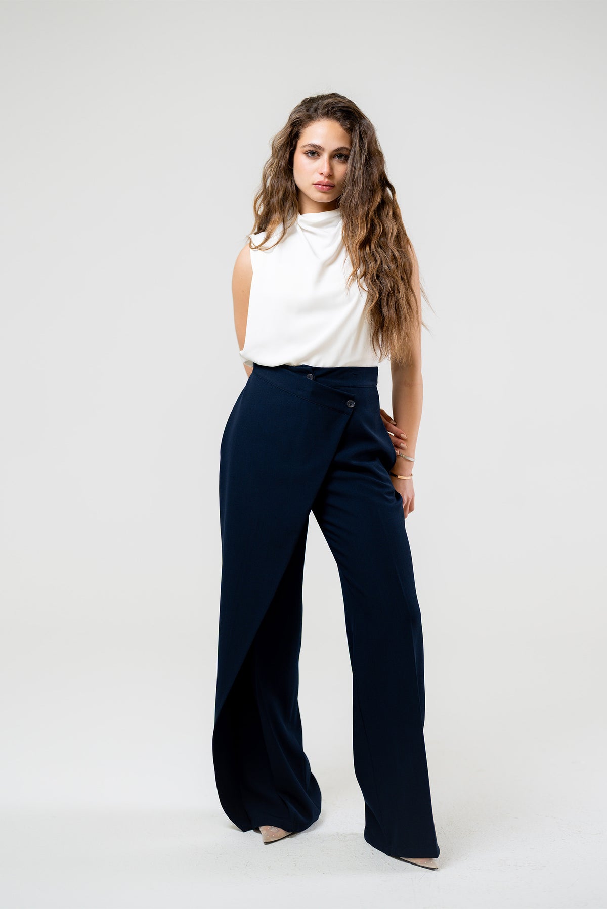 Wrap Wide-Leg Pants