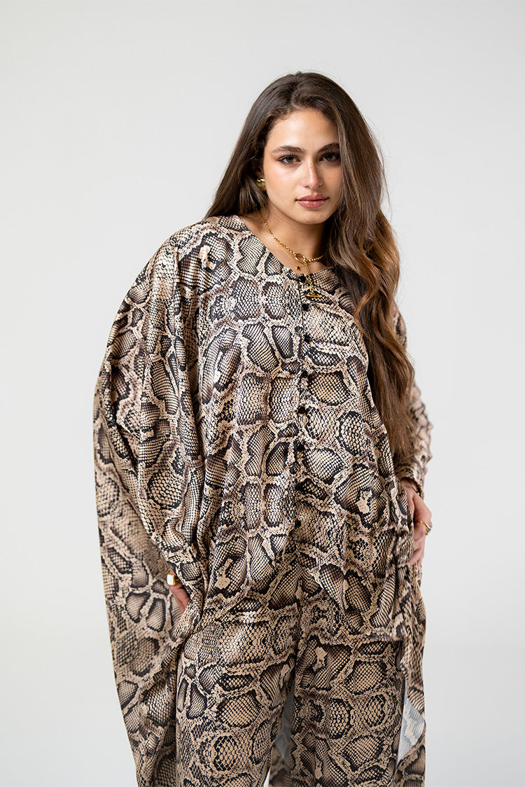Snake Print Cape Top