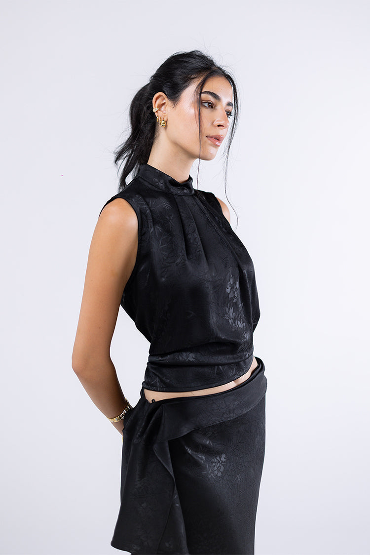 Jacquard High-Neck Top