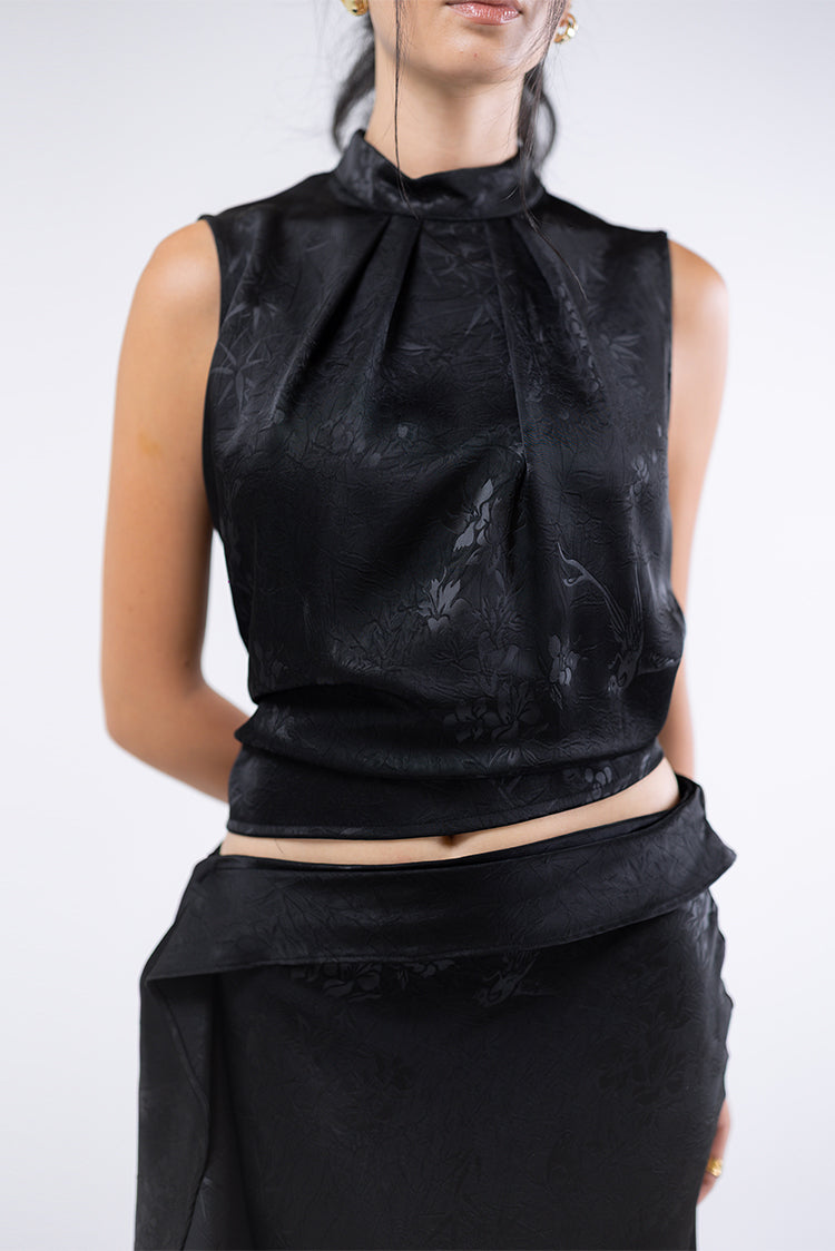 Jacquard High-Neck Top
