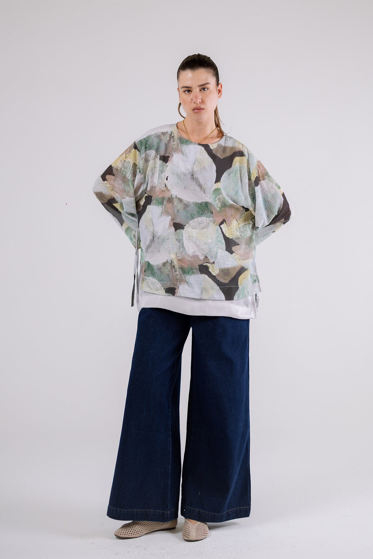 Abstract Print Oversized Blouse