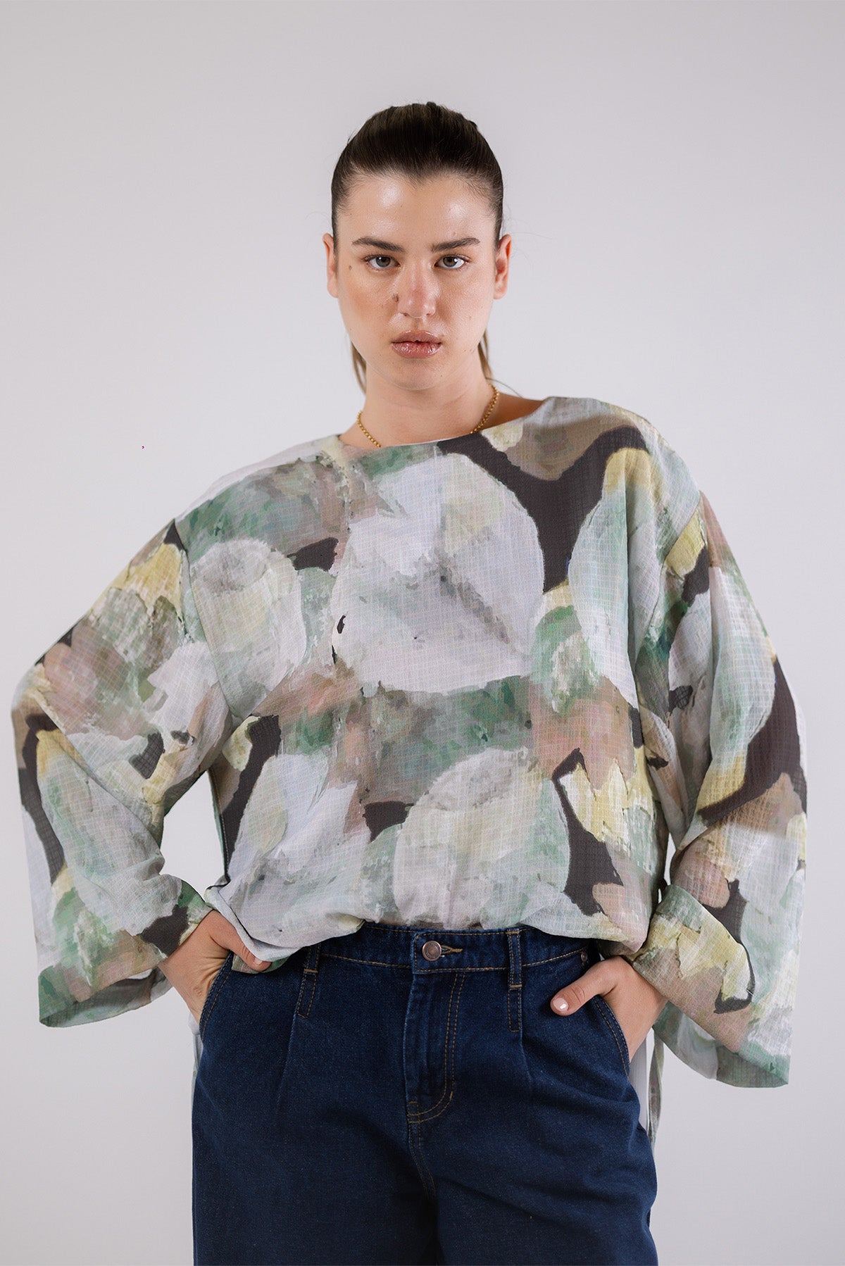 Abstract Print Oversized Blouse