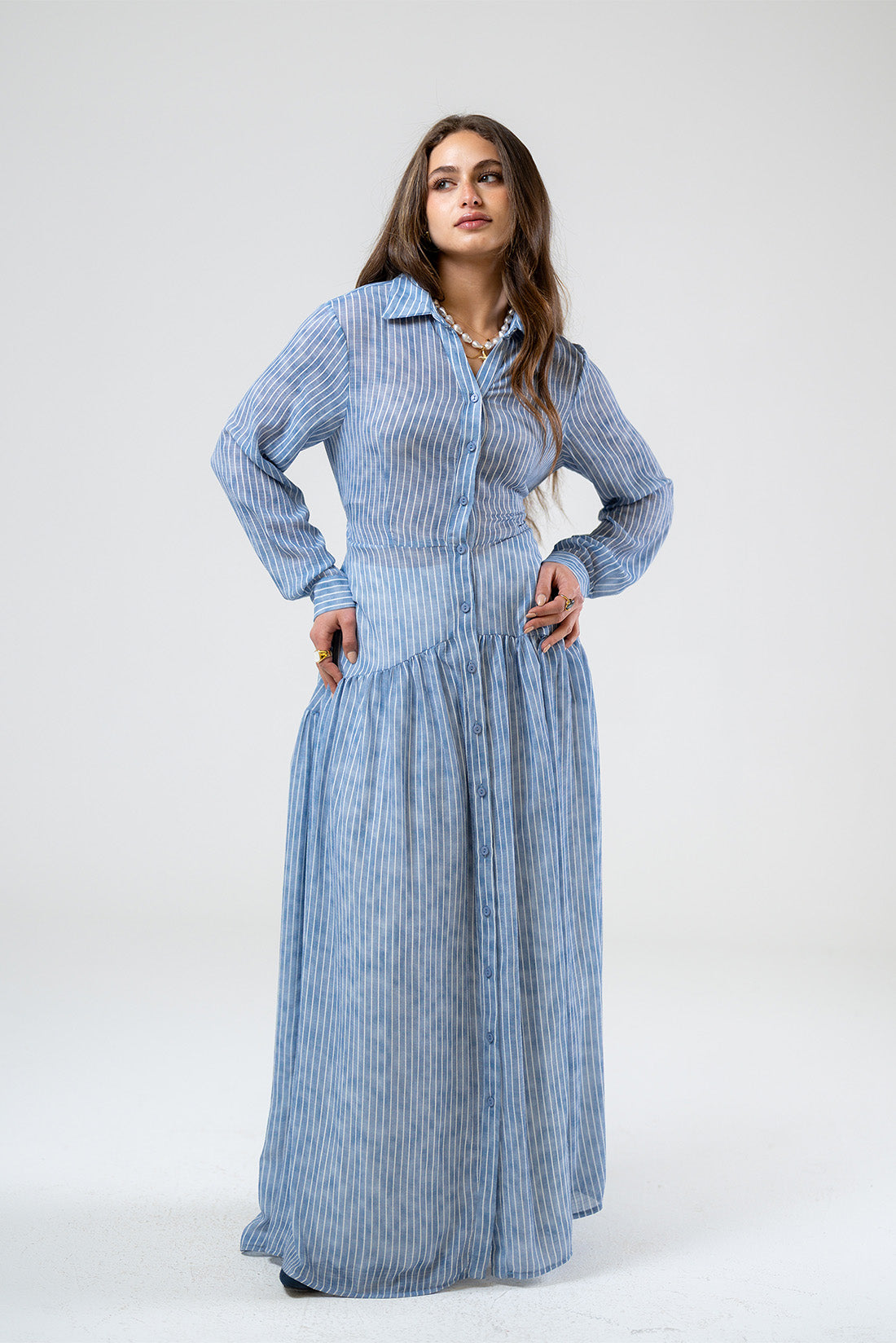 Striped Shirt Maxi Dress