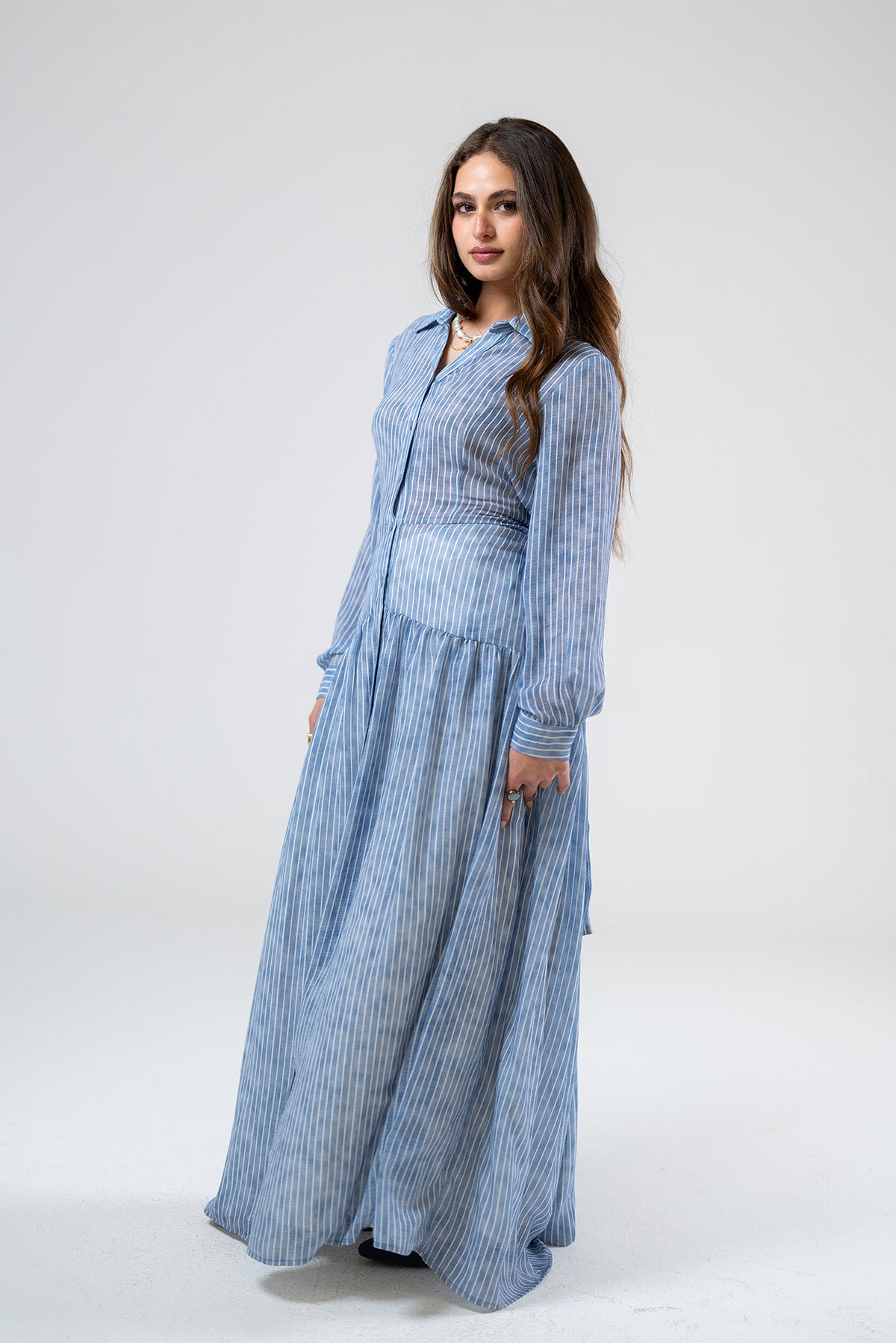 Striped Shirt Maxi Dress