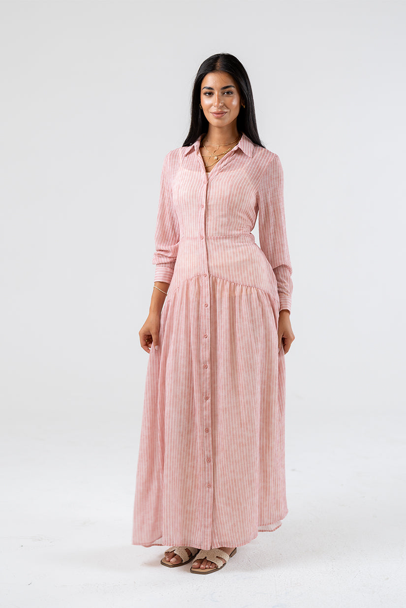 Striped Shirt Maxi Dress