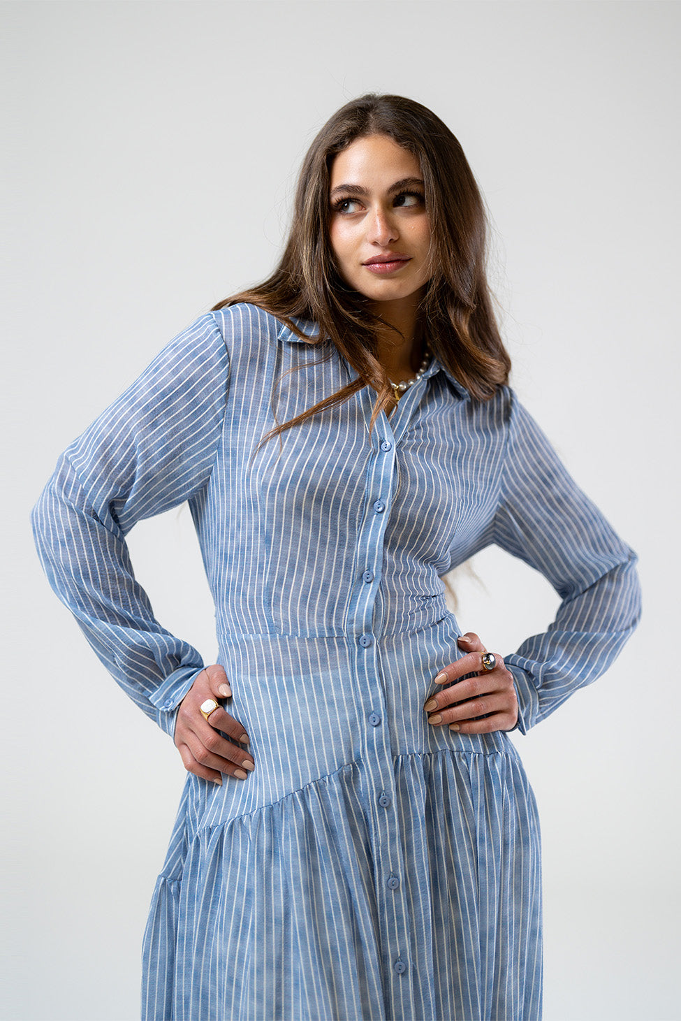 Striped Shirt Maxi Dress