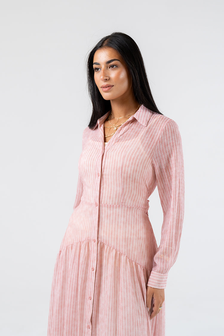 Striped Shirt Maxi Dress