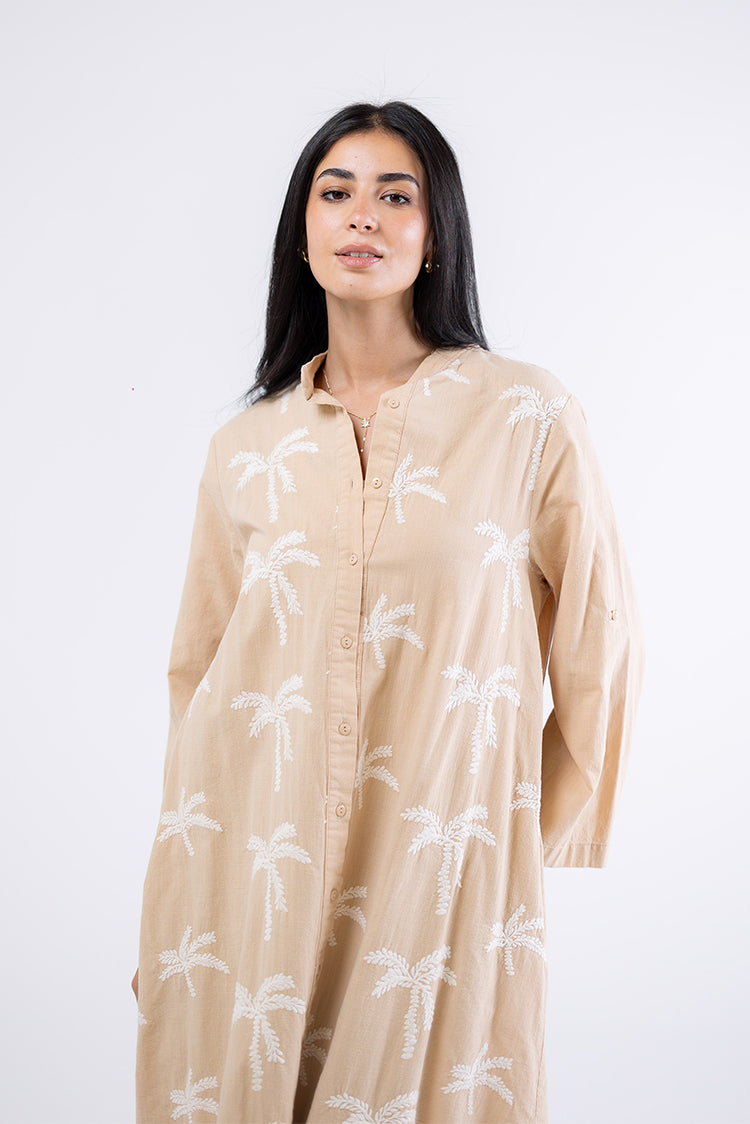 Beige Palm Shirtdress