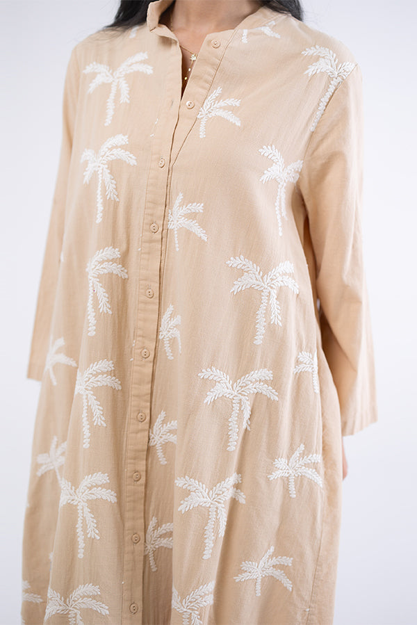 Beige Palm Shirtdress