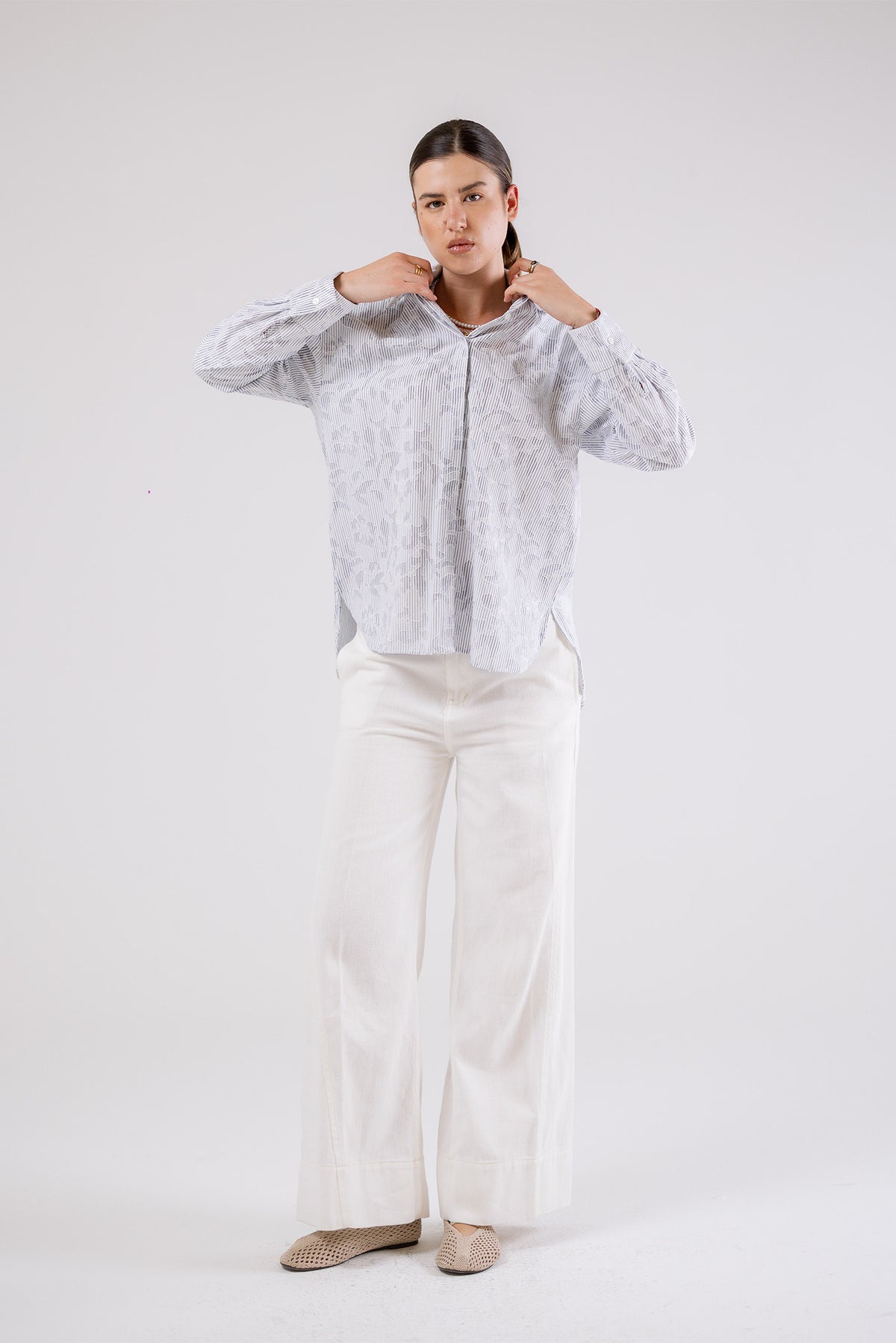 Textured Striped Classic Shirt