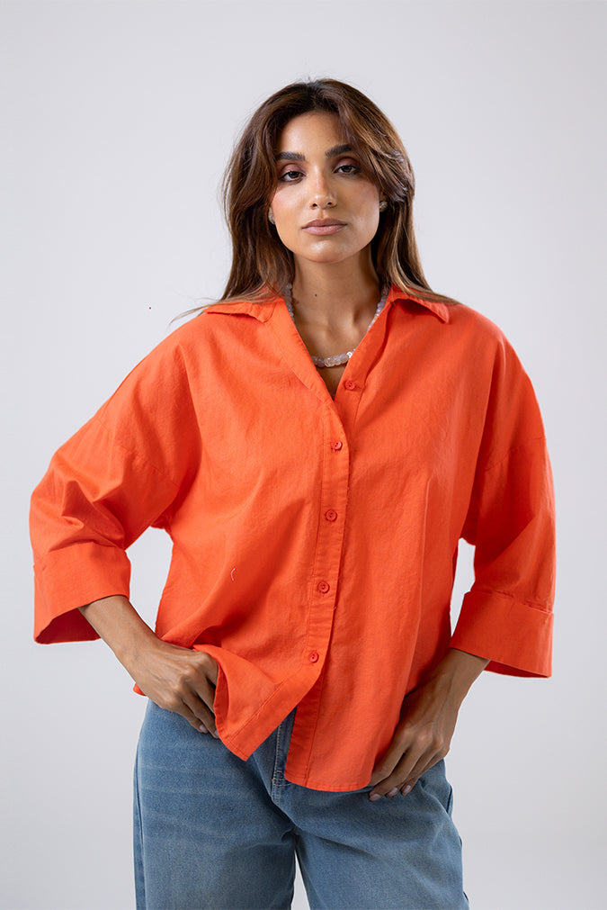 Coral Button-Up Shirt