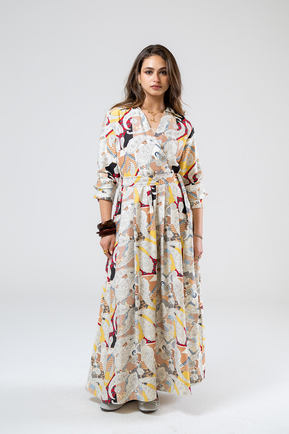 Printed Maxi Shirt Dress