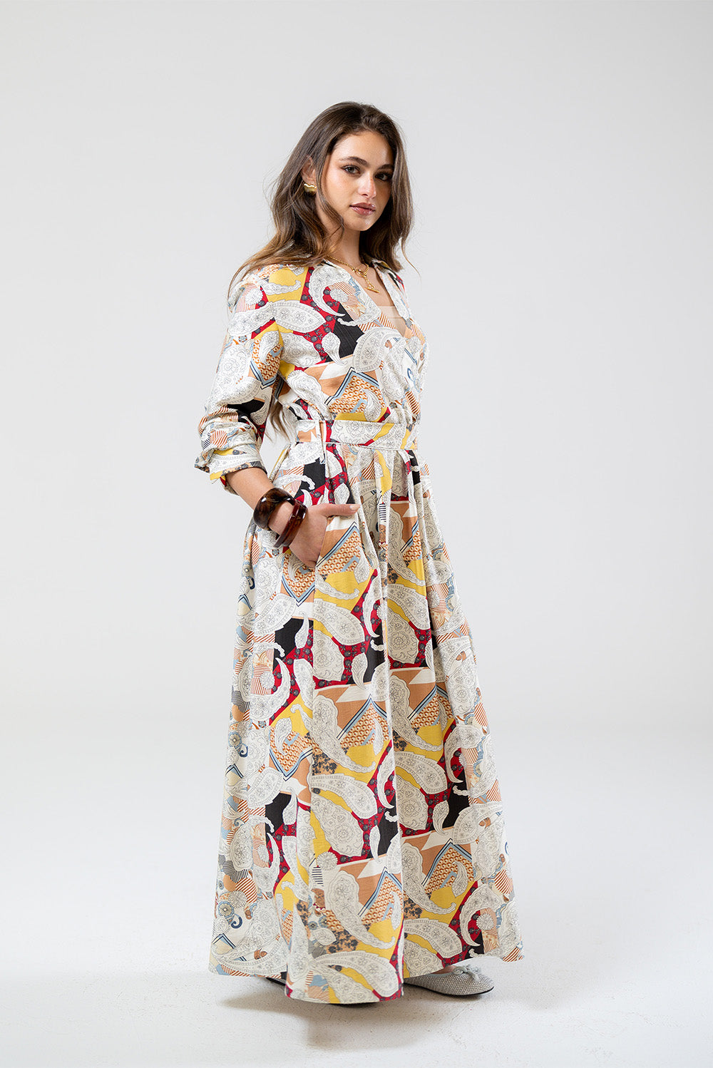 Printed Maxi Shirt Dress