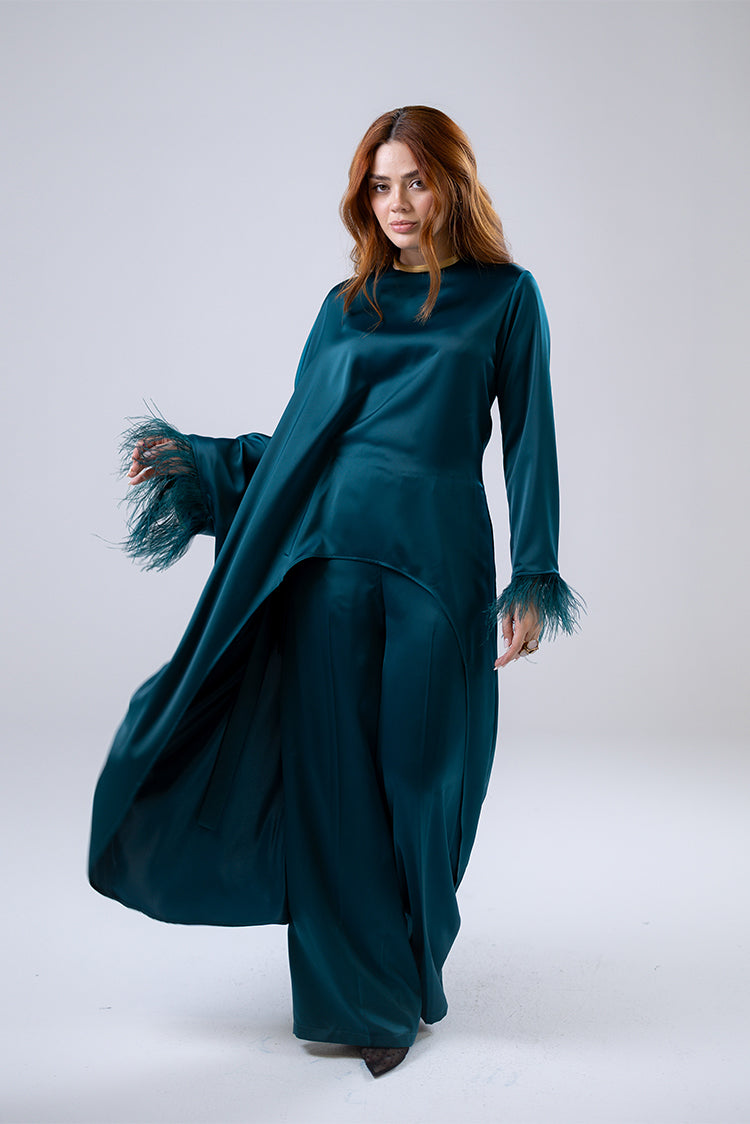 Satin Wide-Leg Trousers