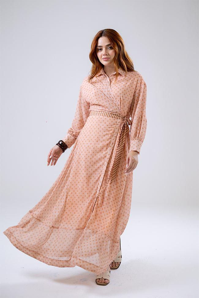 Polka Dot Wrap Maxi Dress