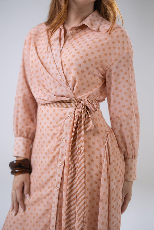 Polka Dot Wrap Maxi Dress