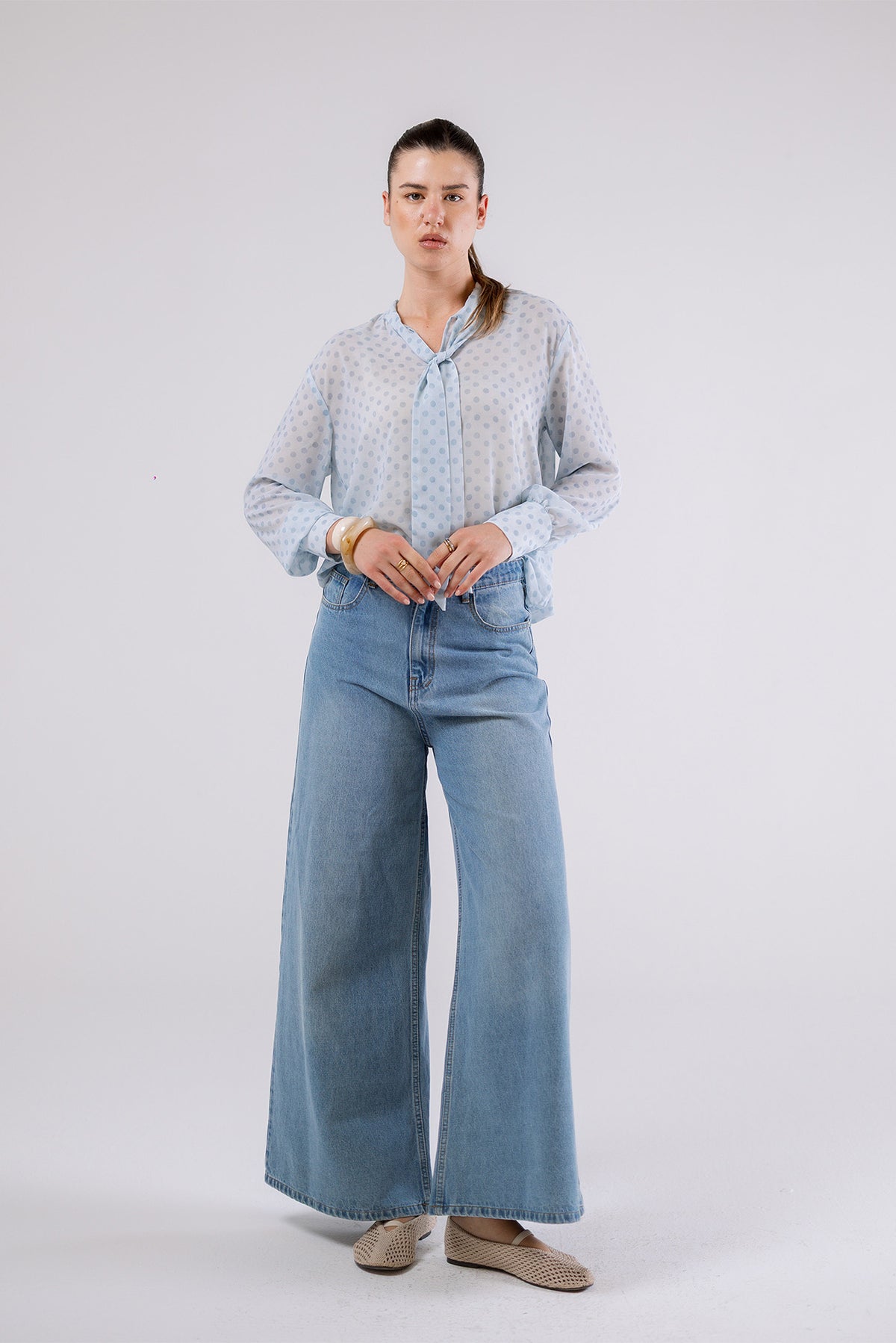 Polka Dot Bow Blouse