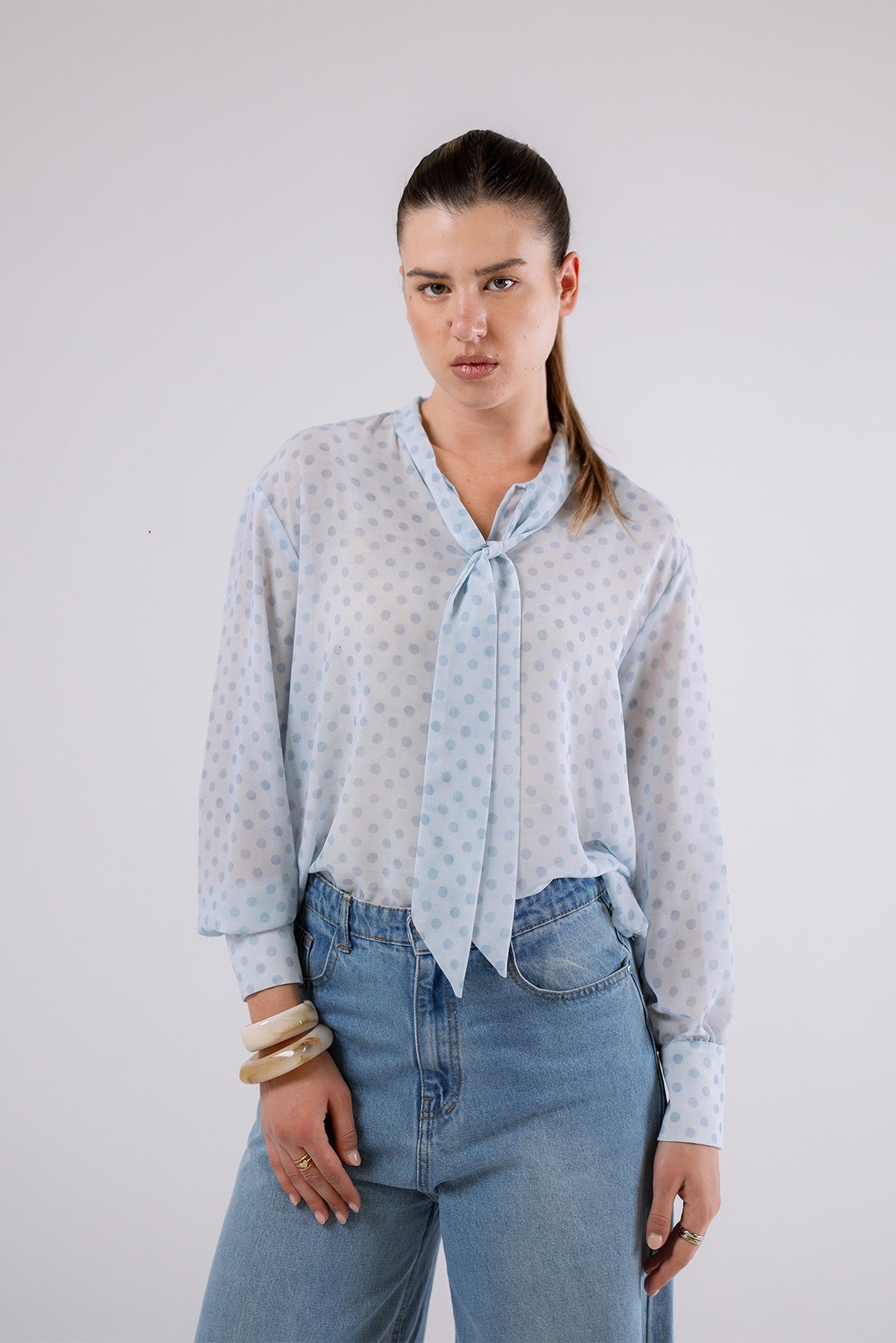Polka Dot Bow Blouse